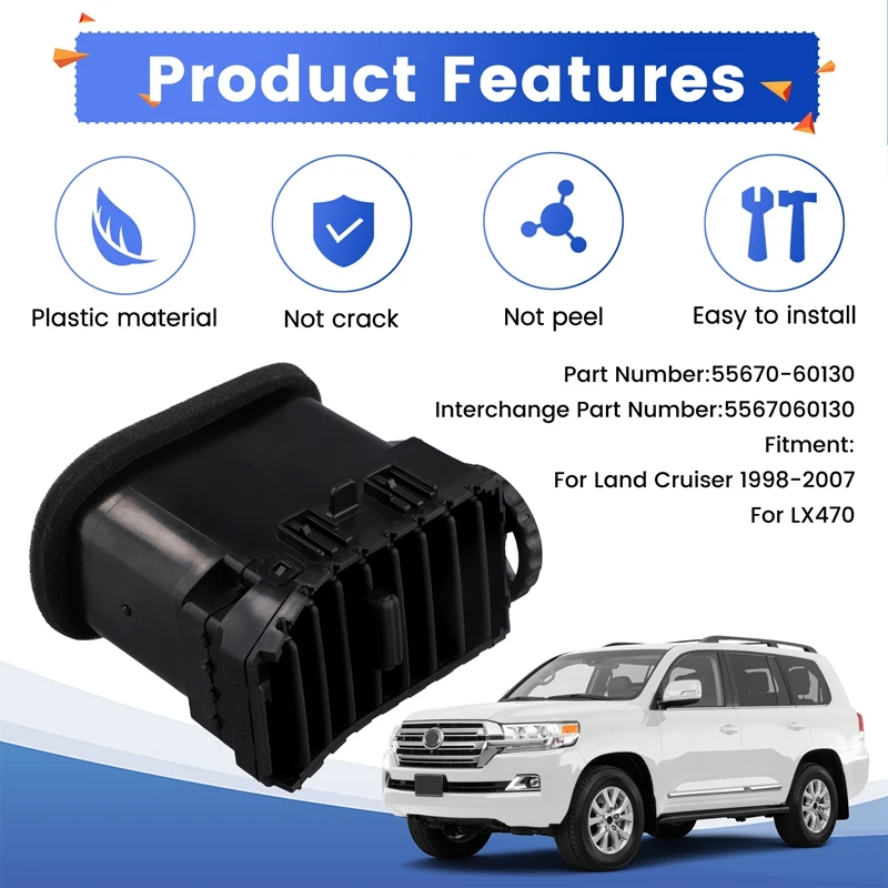 لوحة أدوات السيارة تسجيل 55670-60130 لتويوتا لاند كروزر 1998-2007 لكزس LX470 داش منفذ تكييف الهواء