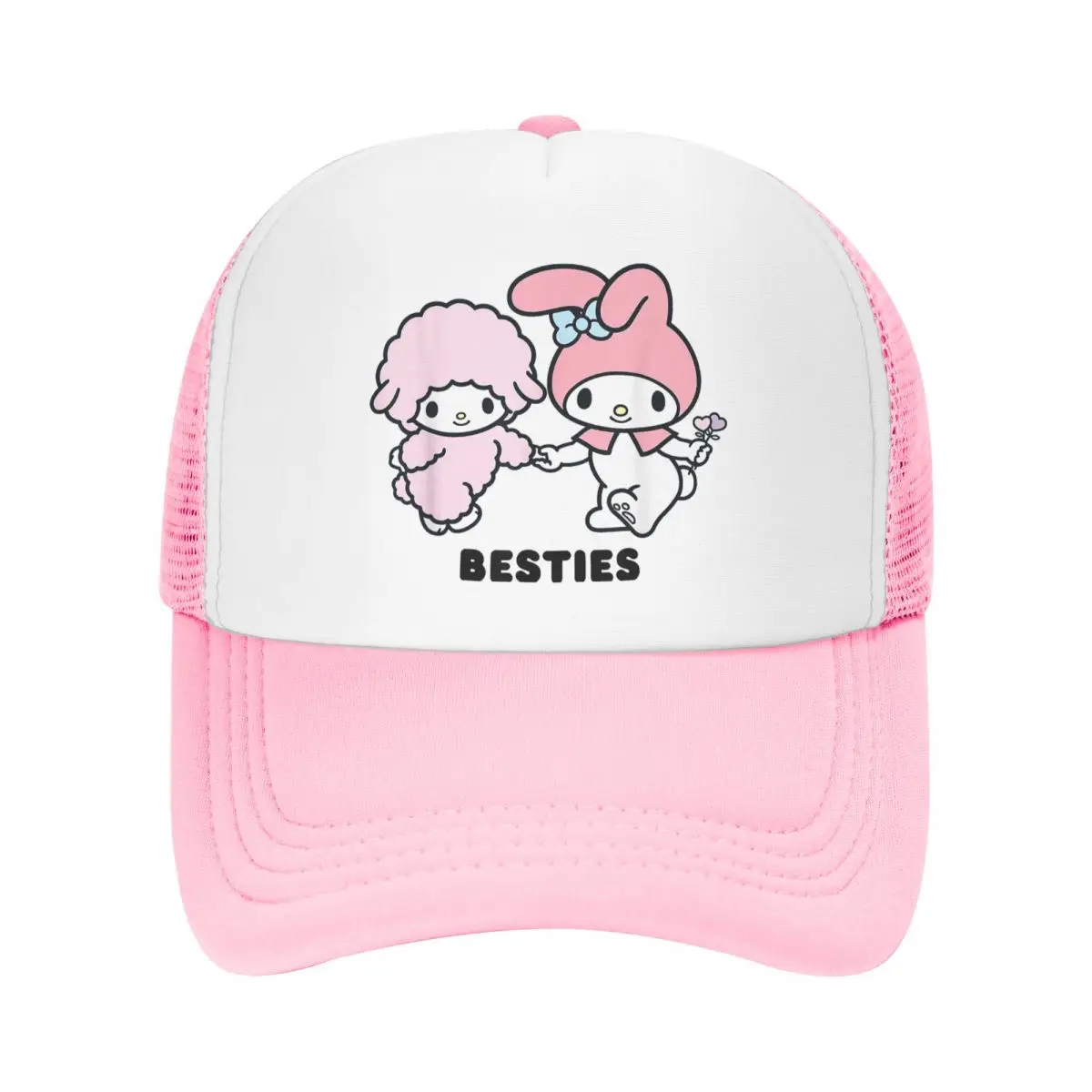 My Melody Besties Best Friends Trucker Cap Adult  Hip-Hop Hat Sun Hat Trucker Cap Adjustable Polyester Mesh Baseball Caps