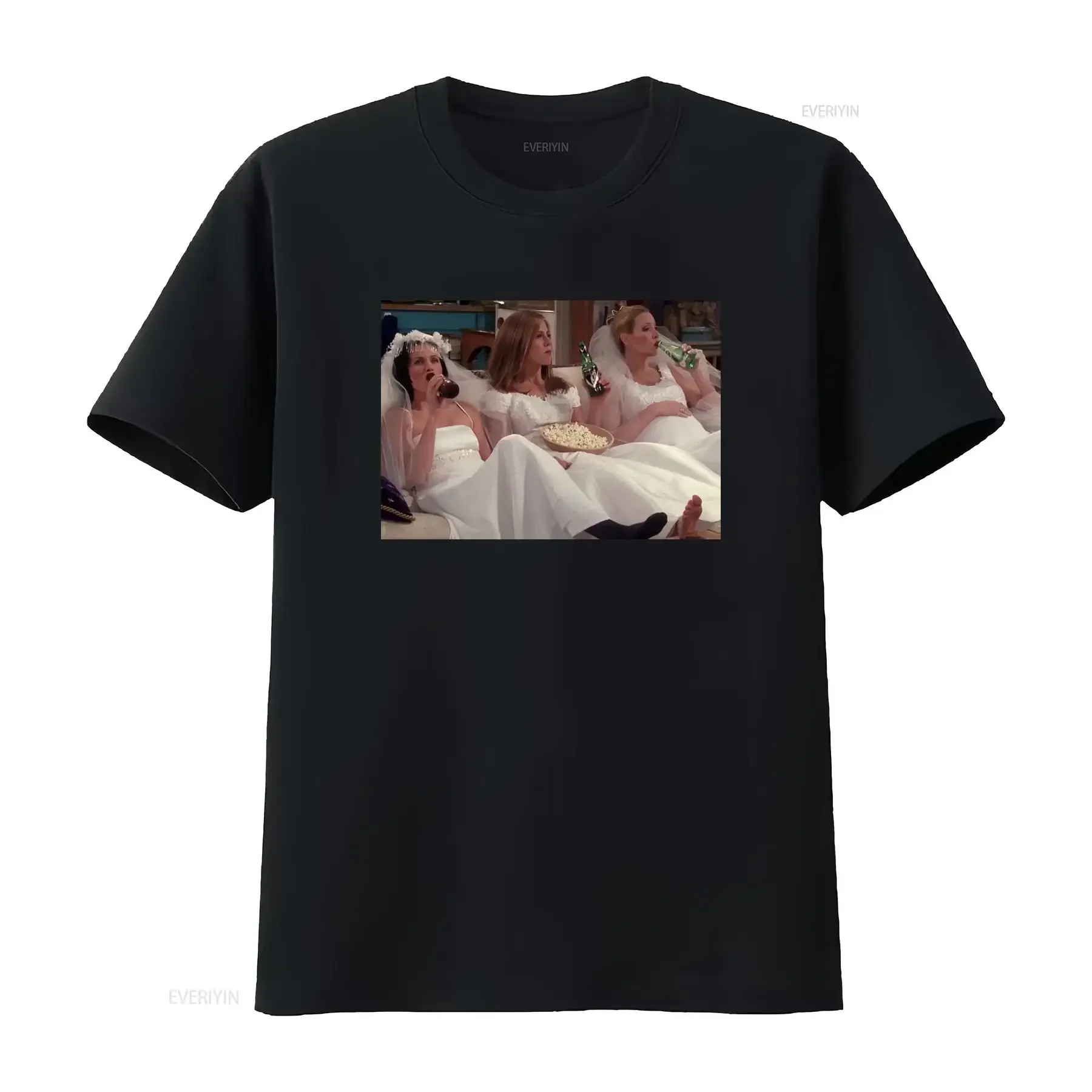 Friends Rachel Green Monica Geller Phoebe Buffay In Wedding Dress T Shirt For Bridal Party Cotton vintage Washed Stretched