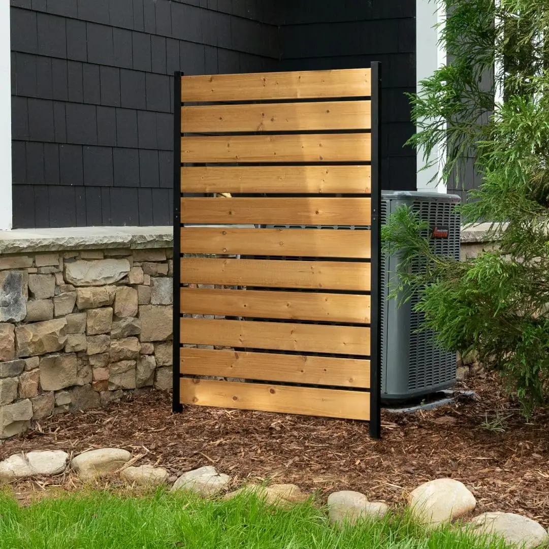 

5ft H x 3.2ft W No Dig Cedar Wood Privacy Screen for Trash Cans, Patio, AC Units - Easy Assembly