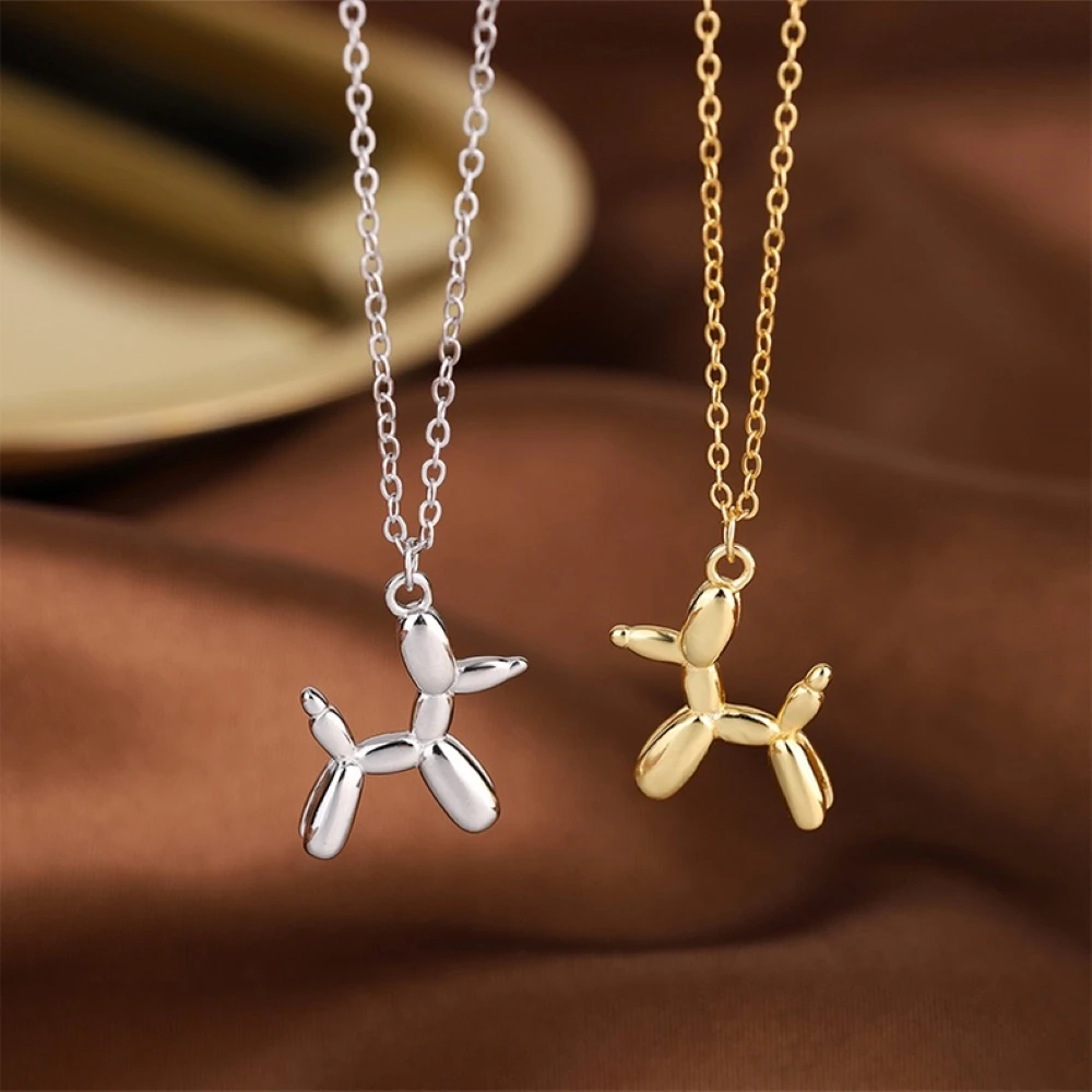 

925 Silver Balloon Dog Necklace Light Luxury Niche Pendant Necklace for Men and Women