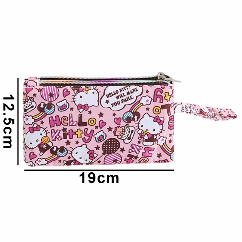 Śliczne Sanrio Hello Kitty Kuromi Cinnamonroll Melody japońska kreskówka podwójny zamek błyskawiczny portmonetka podwójna siatka ręczna torba na