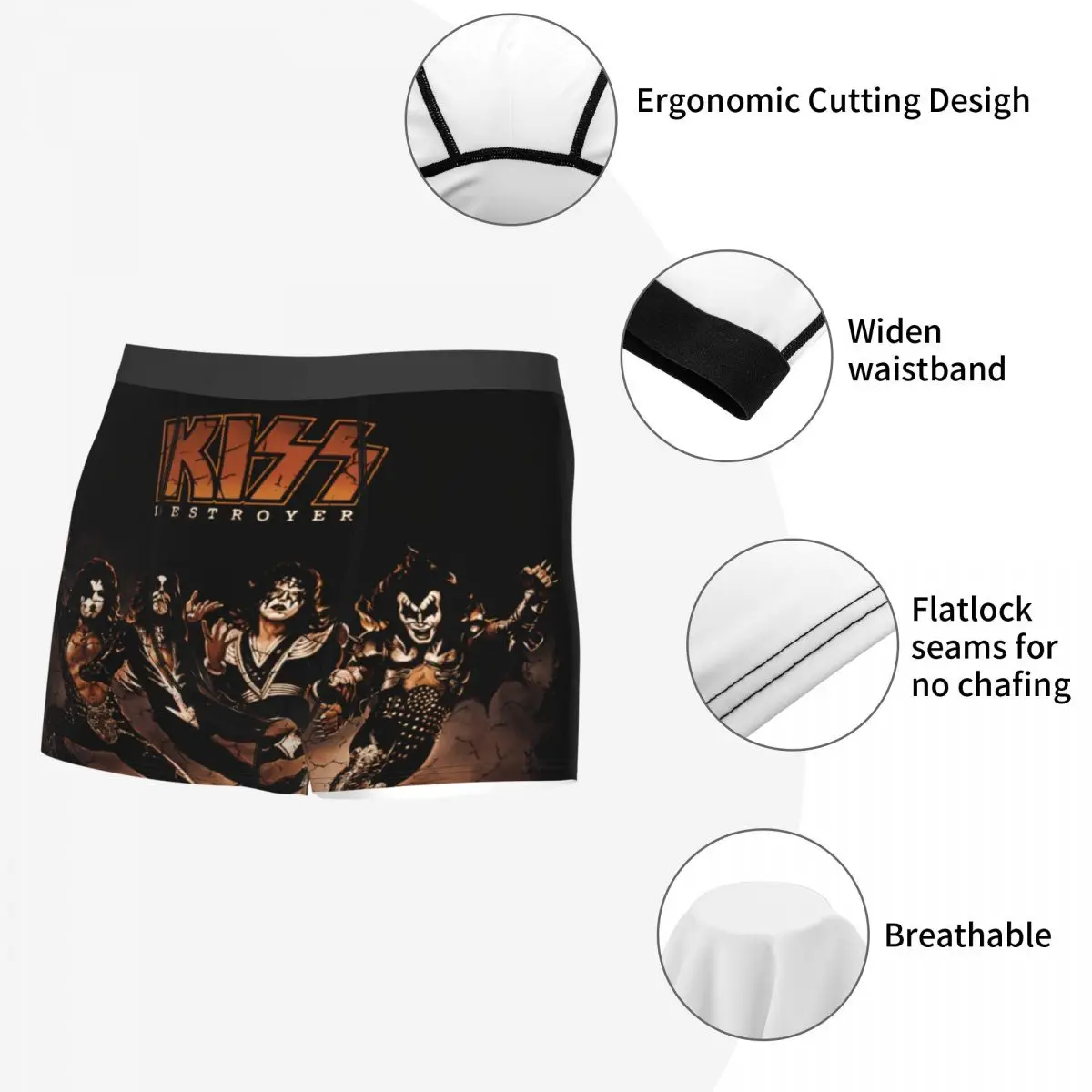 Cool Heavy Metal Rock Band Kiss Boxers Shorts Panties Male Underpants Stretch Rock And Roll Briefs Underwear