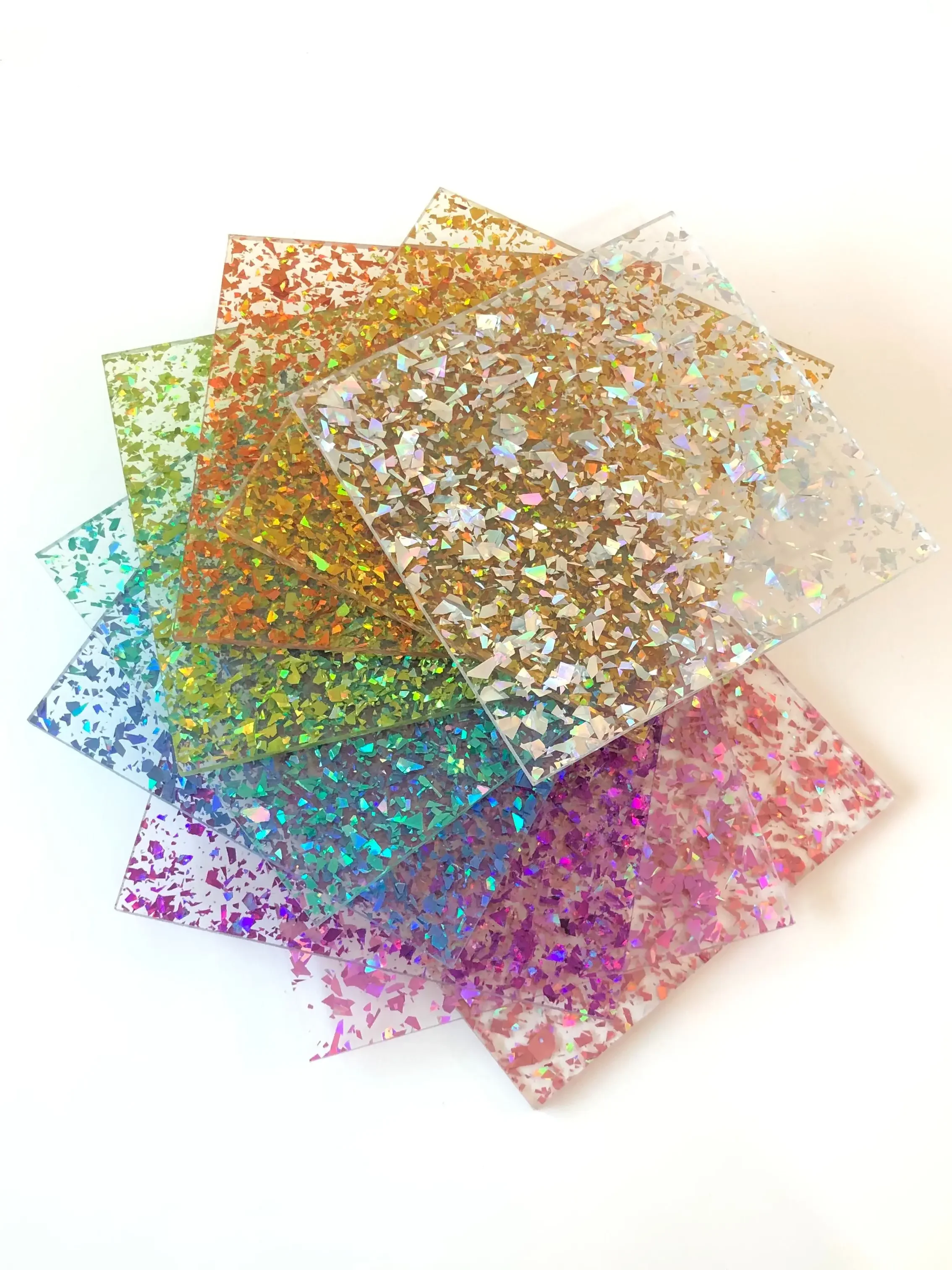 Double Sided Sparkling Irregular Sequin PMMA Panel 3mm,9 Colors for Handmade Jewelry & DIY Craft Decoration