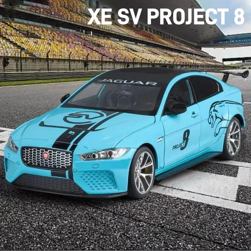 

1:18 Jaguar XE SV PROJECT 8, модель спортивного шрама из сплава, литая модель автомобиля, искусственные коллекционные предметы, детская игрушка, подарки