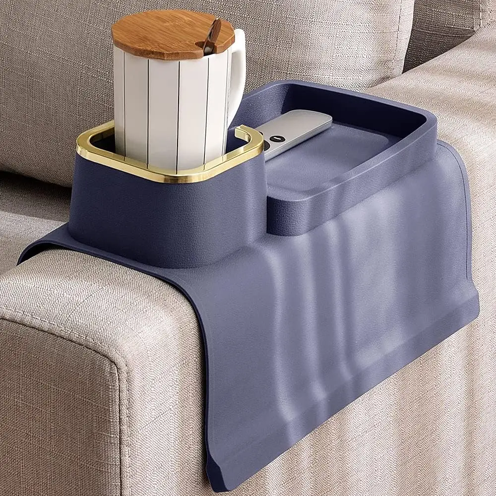 

Couch Cup Holder Tray, Anti-Slip Design Silicone Sofa Armrest, Anti-Spill Couch Drink Holder and Tray Organizer, Creative Stand