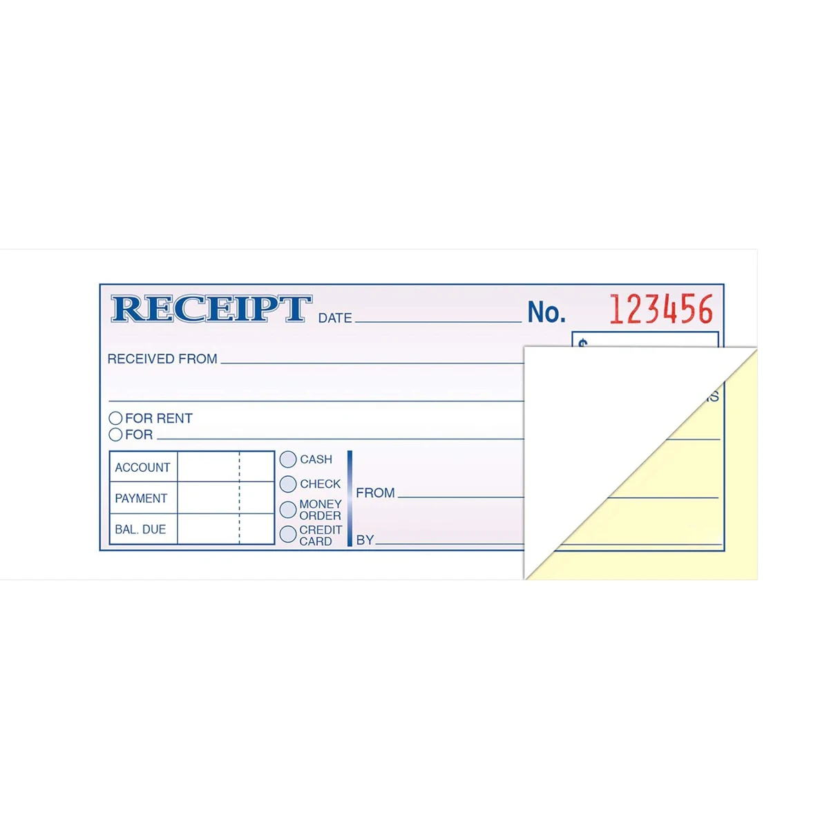 1pc rental receipt book, sales order book, 2 parts carbonless copy