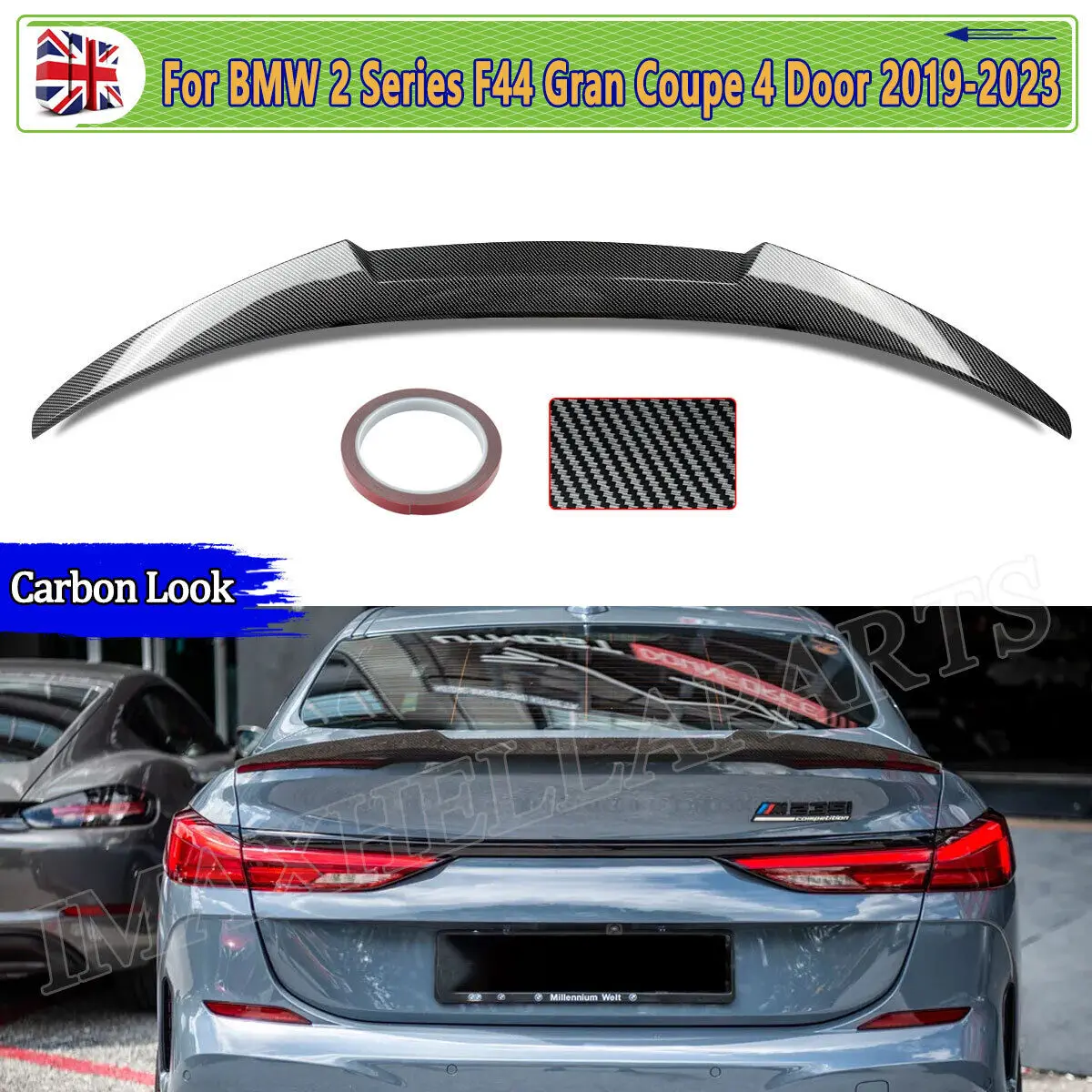 

Tail Fin Spoiler FOR BMW F44 2 SERIES 220i M SPORT 2019 2020 2021 2022 2023 M4 STYLE BOOT SPOILER LIP GRAN COUPE CARBON Look