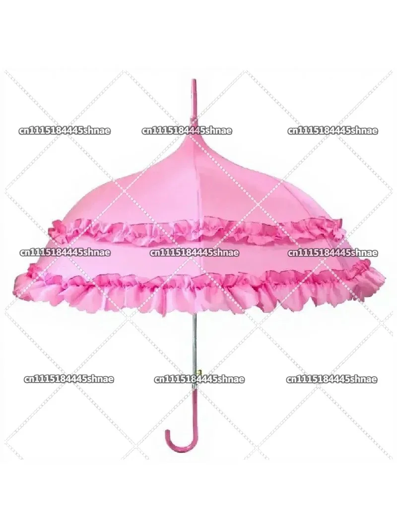European Vintage Lace Umbrella Ready to Ship, Lolita Style Sun & Rain Parasol with Ruffle Edge,