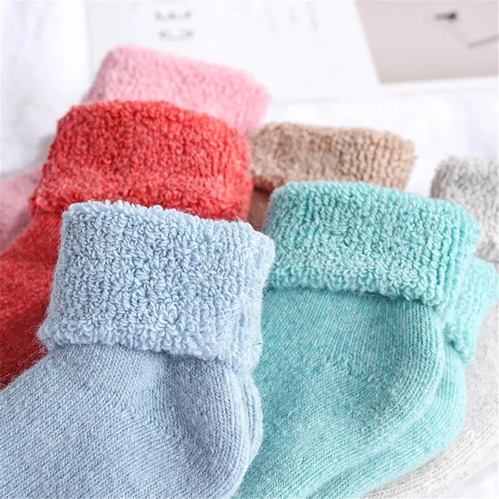 Toddler Soft Candy Colors  Woolen Socks Snow Floor Socks Thick Warm Childen  Stocking