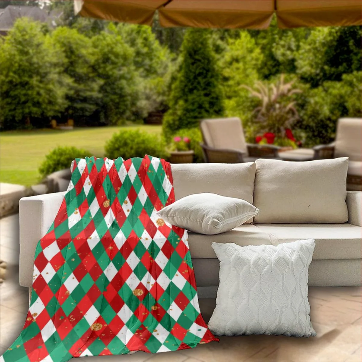 Retro diamond-patterned flannel blanket - bed, sofa, office, travel, gift, decoration, chair, comfortable warmth, Christmas