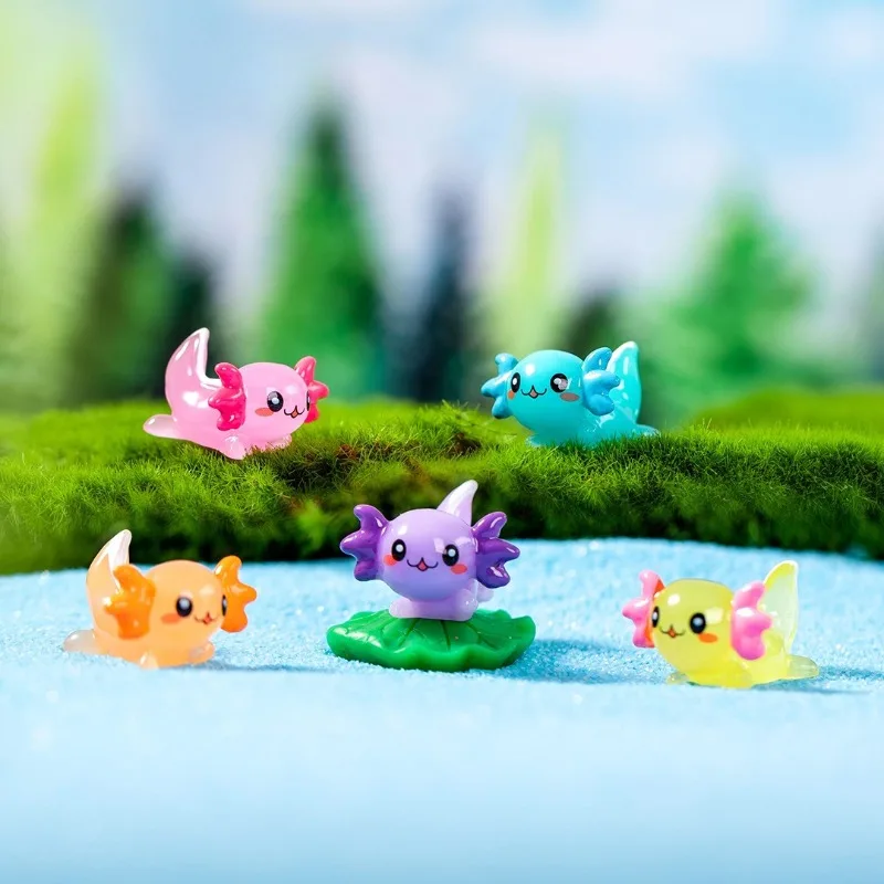 5pc Cartoon Salamander Statues, Fish Tank Miniature Landscape Decoration, Moss Farm, Succulent Flowerpot
