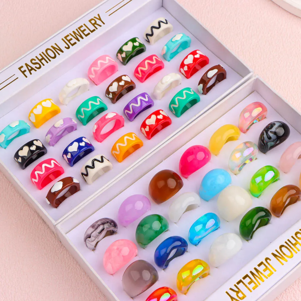 10/20 Teile/los Mode Nette Süße Lustige Liebe Wolke Mehrfarbige Natürliche Harz Ringe Für Frauen Finger Schmuck Party Geschenke zubehör
