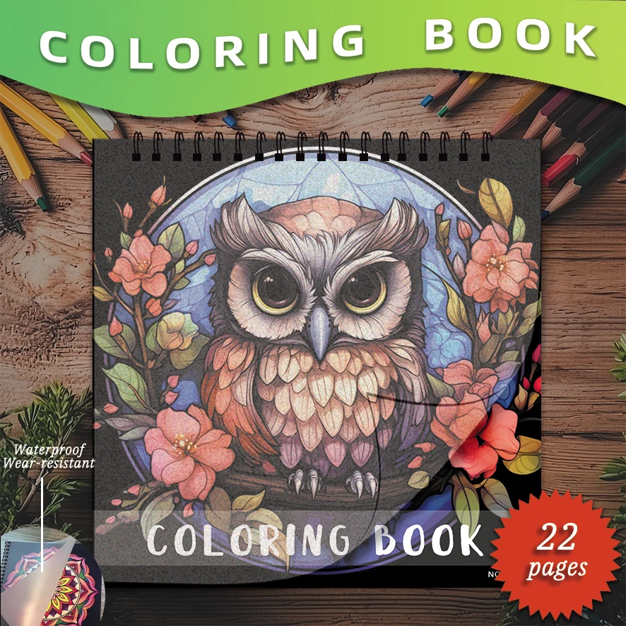 Owl Adult Coloring Book 22 Pages 8.27x8.27 Inch Perfect Gift for Stress Relief