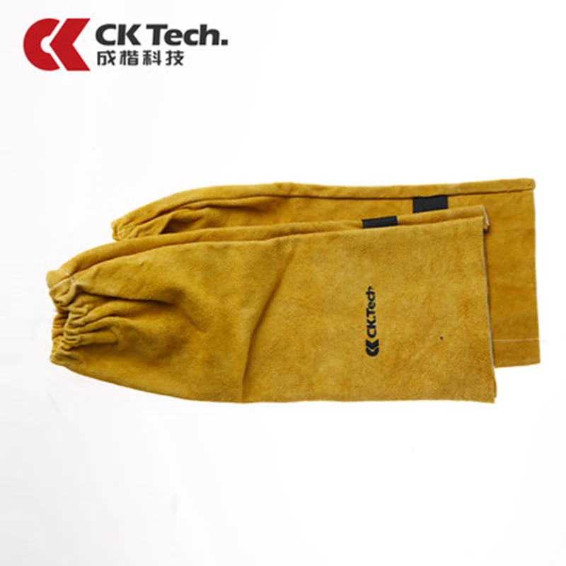 CK Tech Welder Arm Protective Sleeve Cowhide Leather Resistant Cotton Sleeves for Arc Welding Plasma Cutting Working Sleeves