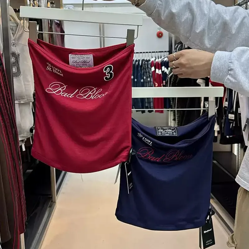 Korean badblood bcac American-style retro tank top for lady warriors with sexy halter neck and racerback design top