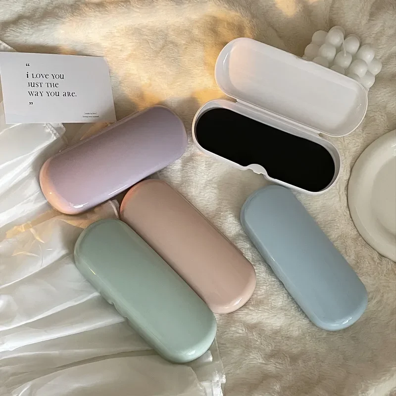 2024 Cream Colored Glasses Case Women Portable Cute Sunglasses Myopia Glasses Storage Box Travel Glasses Protective Organizer