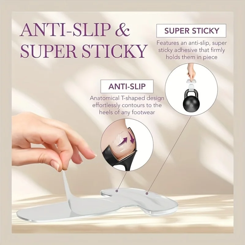 8 أزواج (16 قطعة) مقابض كعب سيليكون - وسائد كعب غير قابلة للانزلاق للأحذية النسائية، نعال مريحة للأحذية الكبيرة، لون طبيعي