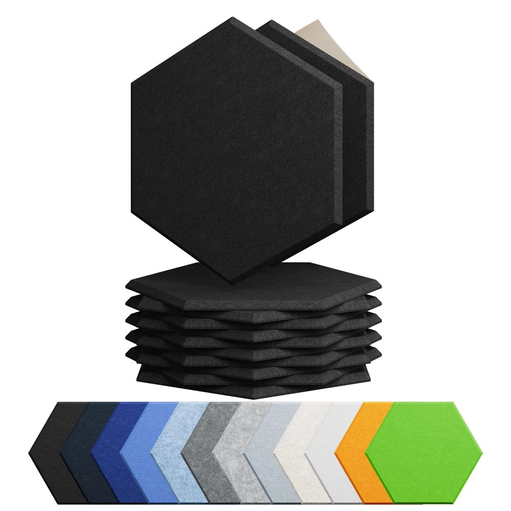

12 Pack Hexagon Soundproofing Panels Self Adhesive High Density Acoustic Foam Flame Retardant for Home Studio Office Wall