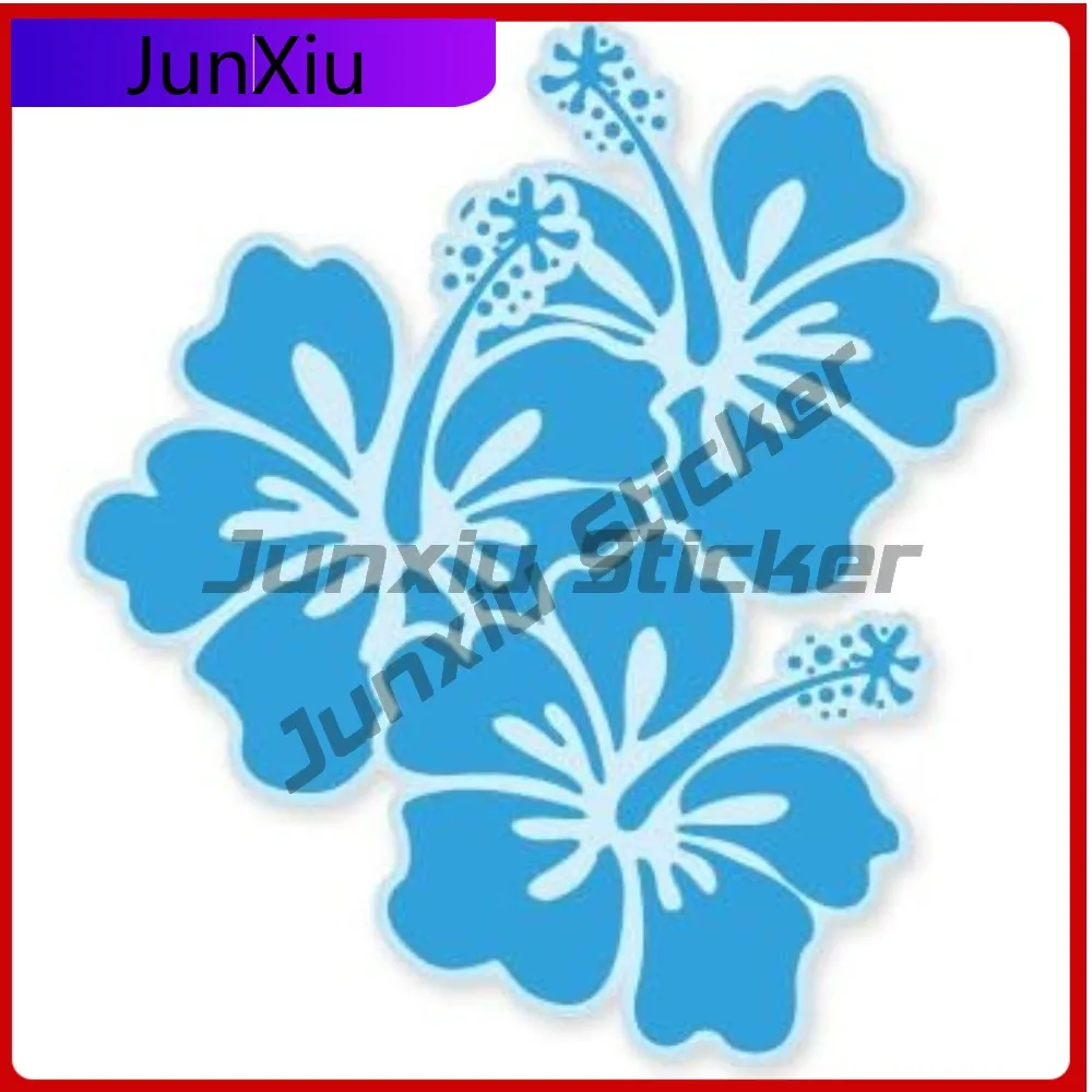 

Hibiscus Flowers Blue Cool Must Have Vinyl Stylish Bumper Decal Sticker Waterproof Car Laptop Window Auto Exterior Gift Decor