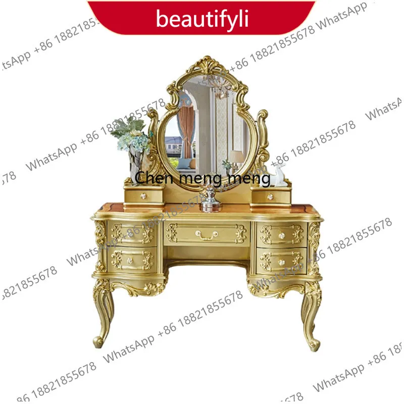 

M46 European dresser solid wood carving flower princess dressing cabinet makeup table bedroom dressing table