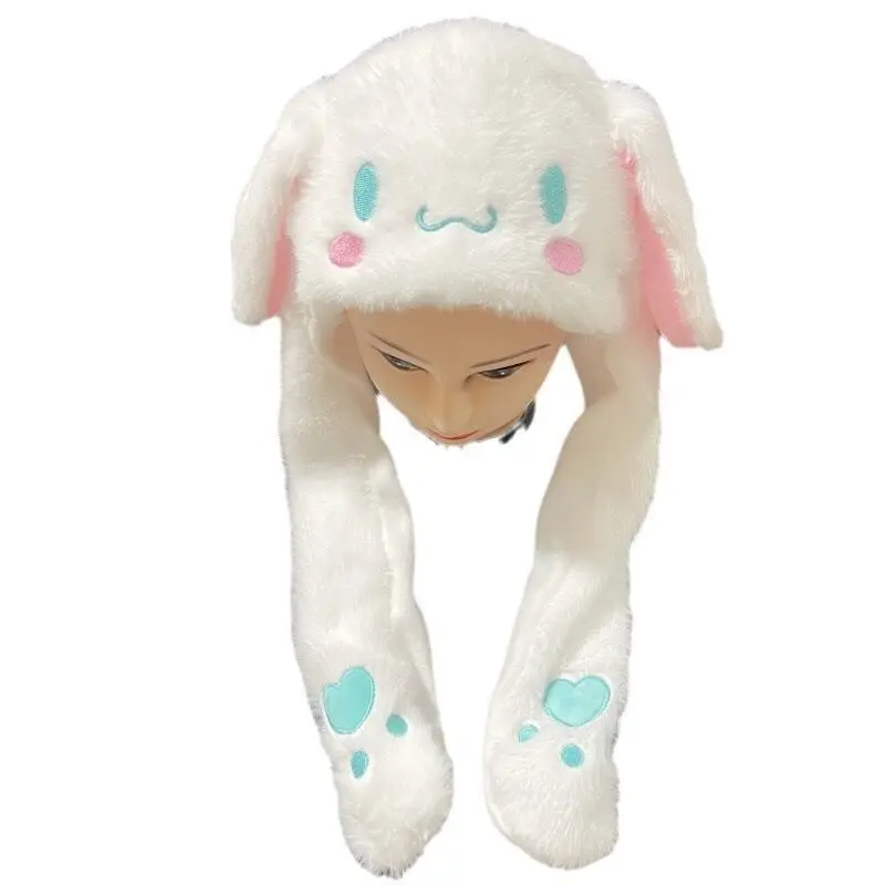 سانريوس سينامورول قبعة القفز لطيف بوم بوم بورين بلدي ميلودي الأذن تتحرك قبعة Kawaii Kuromi لينة أفخم قبعة اللعب مضحك فتاة هدية