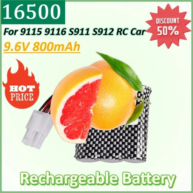 

New 9.6V 800mAh 16500 EL-6P Li-ion Battery for 9115 S911 S912 9116 RC Car Truck Spare Rechargeable Battery for Toys Car