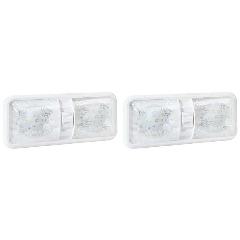 

2X RV Light, 12V LED Lights 700LM, 8W Lights, Ceiling Double Dome Light Fixture Interior Lighting-A74F