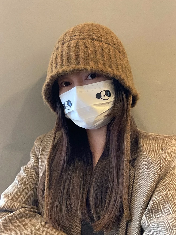 Warm Knitted Fisherman Hat for Women Autumn Winter Large Head Size Korean Style Casual round Top Fashionable Small Face Effect
