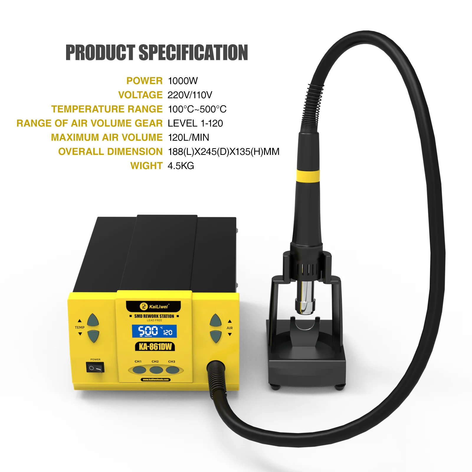 Lead Free 1000W Digital Rework Hot Air Gun Soldering Station For Phone PCB IC Chip BGA Desoldering Repair Heat Gun Kailiwei