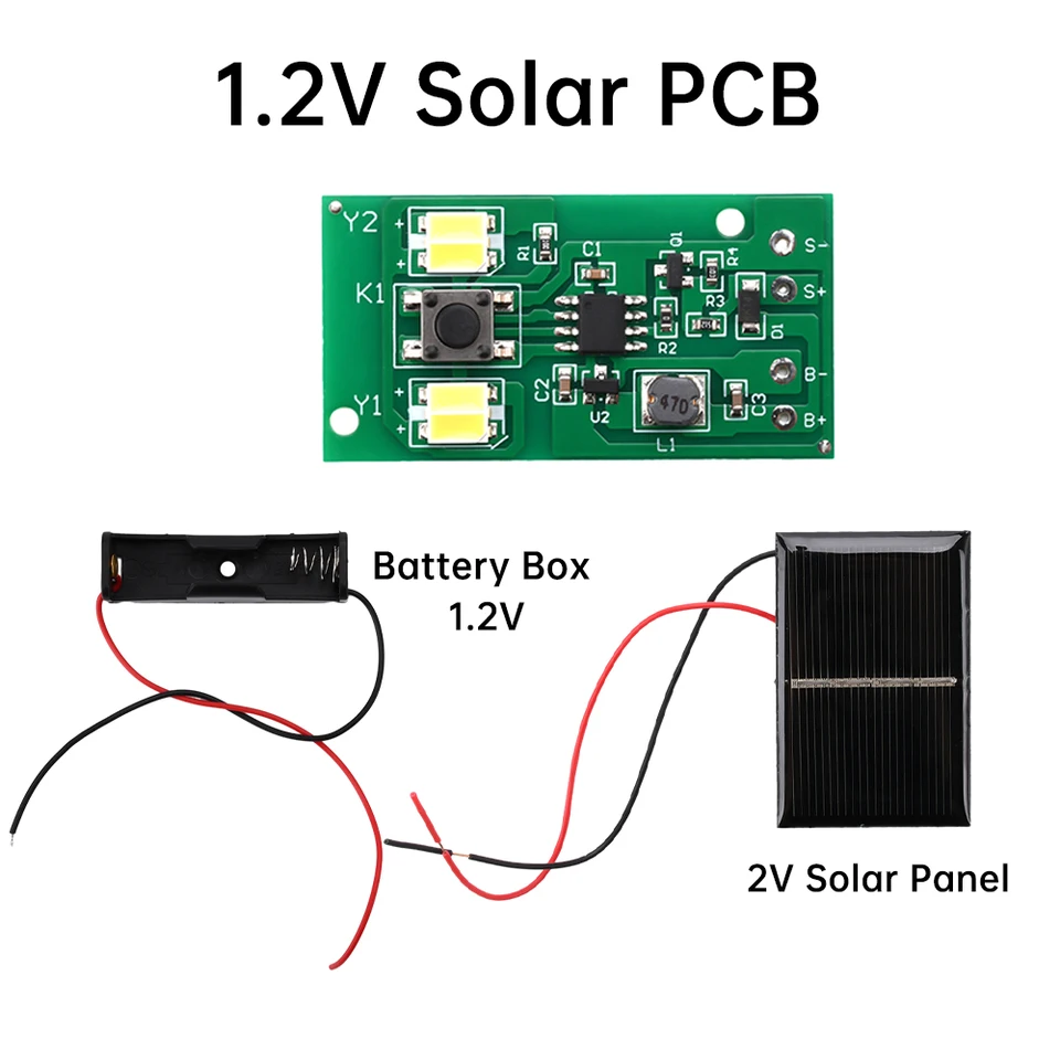 1,2V Solarlicht-Leiterplatte – 12 LED Flammen-Effekt Kerzenlampen-Steuerung, Automatische Nachtbeleuchtung, Für 2V Solarpanel – DIY Solar-LED-Platine