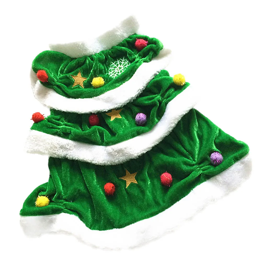 

Christmas Tree Shape Dog Dress Pet Winter Costume Comfortable Warm Hoodie Party Clothes Size S Green Christmas Outfit