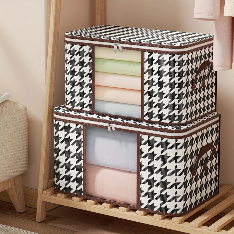 Visible Storage Box Portable Home Clothes Organizer With Handles Foldable Dustproof Quilt Toys Container Large Capacity JJ2083