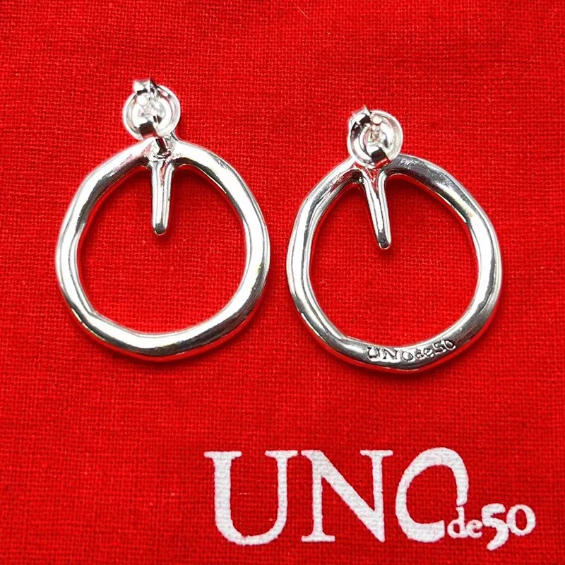 Premium UNOde50 geometric Ring earrings Women Vintage Luxury Jewelry brand Girls Holiday Gift Memorial Banquet