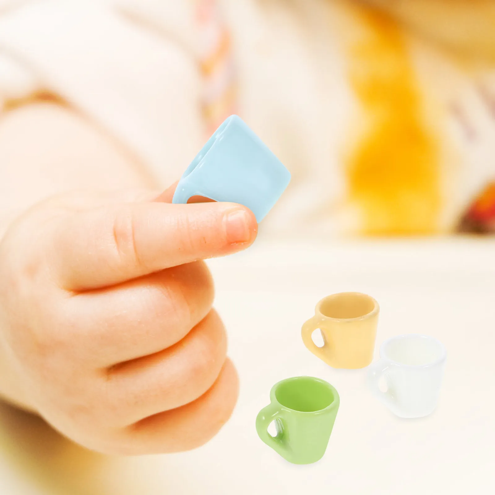 

16Pcs Miniature Tea Cups Resin Mini Coffee Mugs Lightweight Realistic Dollhouse Accessories for Kids Kitchen Play Creative Home