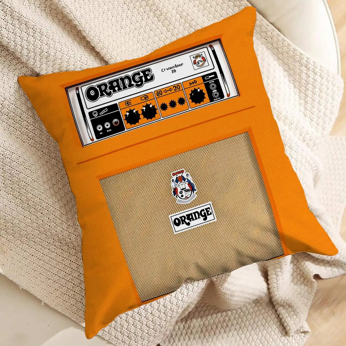1 Stück Retro Rock Musik Gitarren-Kissenbezug 2D Doppelseitiger Druck Polyester Kissenhülle für Zuhause Auto Innenraum Sofa Schlafzimmer Deko