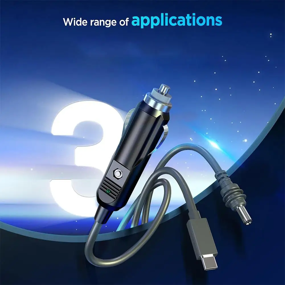 Para Starlink Mini 3 en 1 Cable de alimentación CC 100W + USB C 12-24V enchufe de encendedor de cigarrillos Cable de alimentación macho CC para Starlink Mini