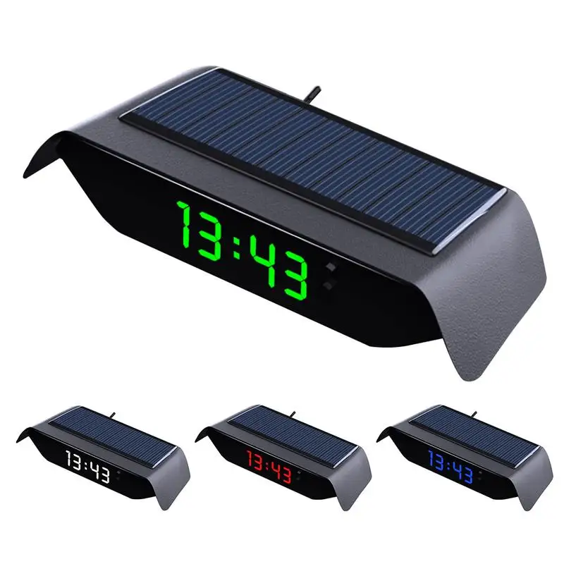 

Car Solar Powered LCD Clock Solar Powered Digital Temperature Dashboard Clock Glowing Portable Dashboard Clock Thermometers