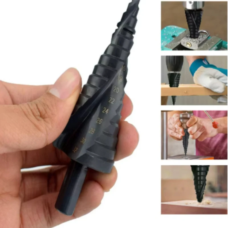 3PCS Hex Shank Straight Groove Drill Bit Set 3-12mm 4-12mm 4-20mm 4-32mm Black Gold Step Reaming Tower Drill Tool Kit