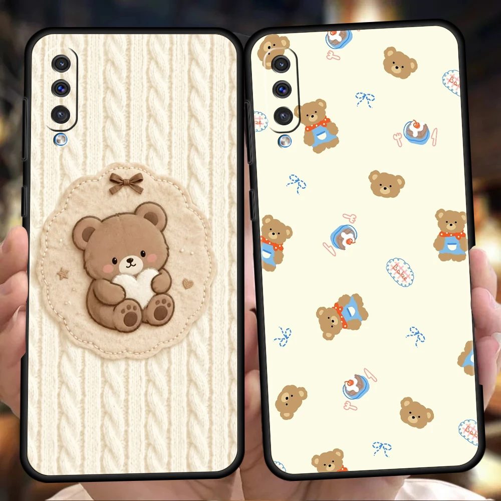 Phone Case For Samsung A56 A36 A26 A24 A12 A14 A16 A50 A70 A22 A40 A32 A34 A54 A42 A52 5G A06 Cover Korea Cute Bear