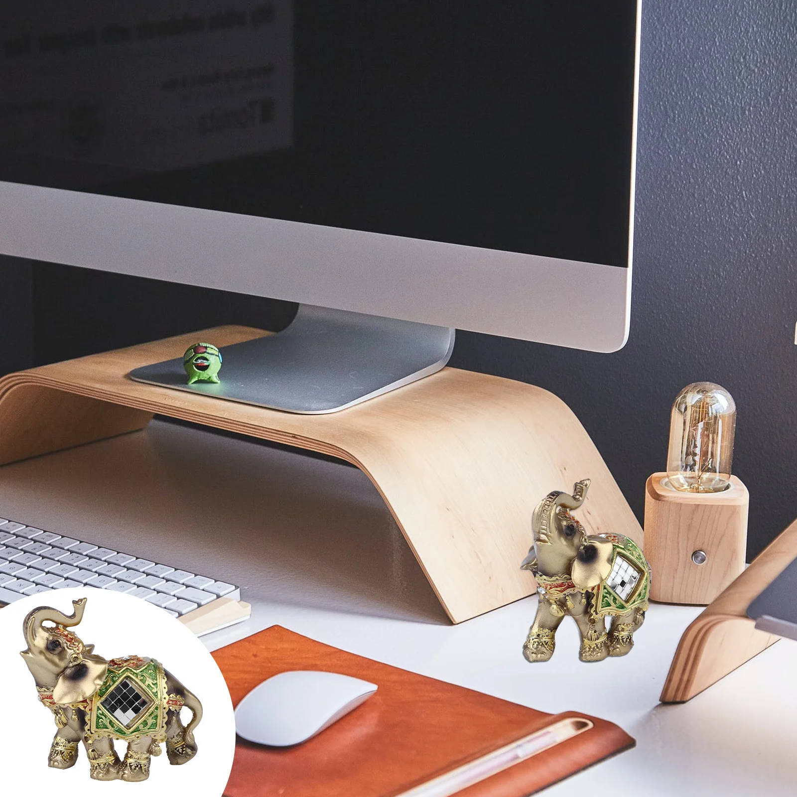 

Resin Elephant Desktop Decor Gold Elephant Sculpture Symbol Strength Fertility Prosperity Good Luck Home Ornament