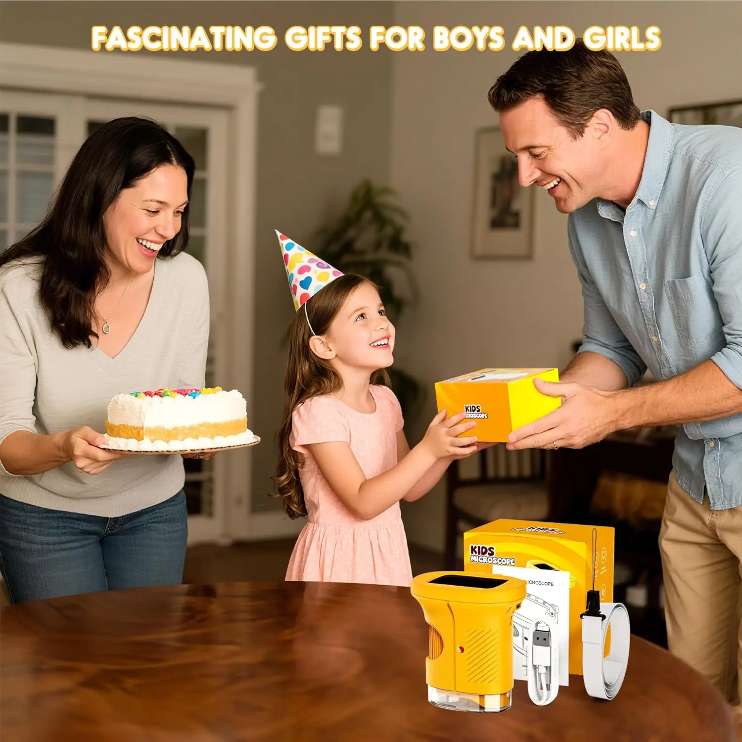 Microscopio portatile per bambini Giocattolo educativo scientifico Schermo da 2,4 pollici Microscopio tascabile 1000x Regalo di compleanno di Natale per ragazzi e ragazze