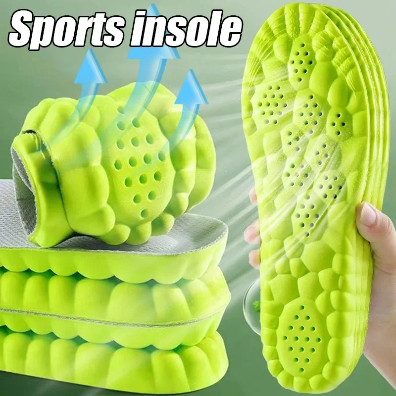 4D Sport Insoles Soft Breathable High-elasticity Shock Absorption Running Shoe Pad for Men Women Latex Massage Insert Cushion