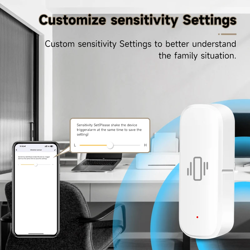 Tuya Smart Home ZigBee Vibration Sensor Realtime Monitor App Remote Control Self Defense Security Protection