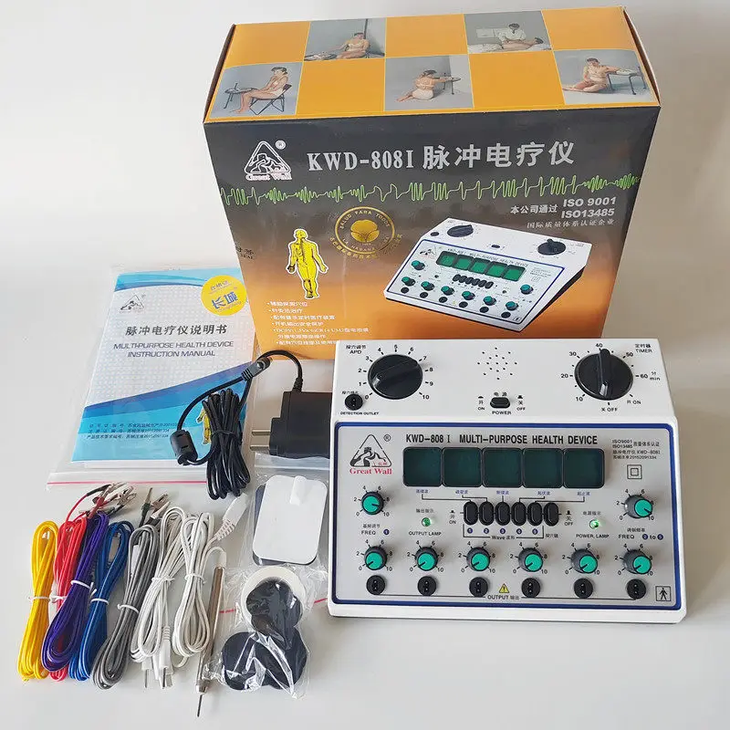 Electric Acupuncture Stimulator Machine, 6 Channel Output Patch Massager Care Kit Digital Electro Therapy Acupuncture Stimulator