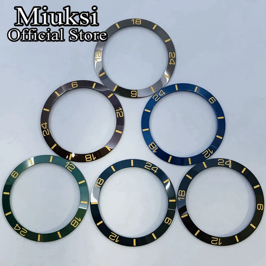 Miuksi high quality 38mm black blue green white brown ceramics bezel insert fit 40mm watch case