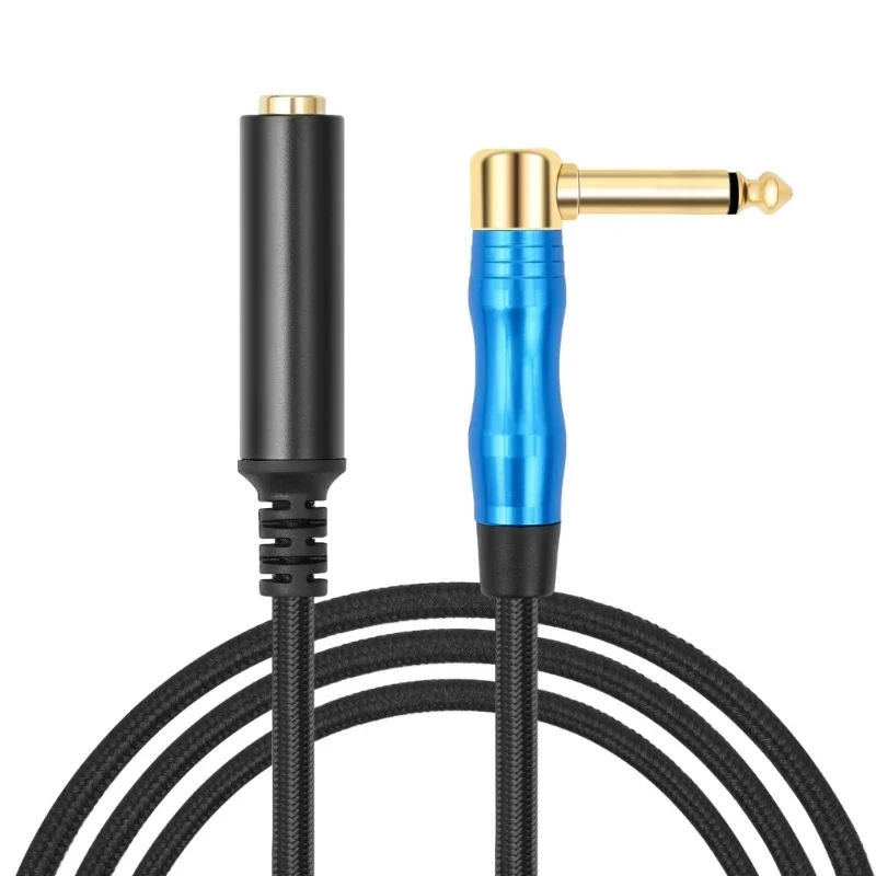90 Degree Right Angled 1/4 TS Mono 6.35mm Male to Female extension Cable Cord TS 6.35 Male Female Extend Wire 6.35 MF Adapter