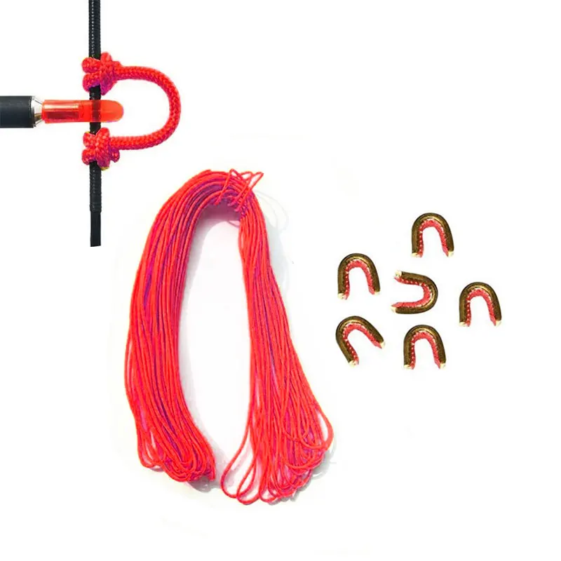 Bogenschießen 1m Bowstring Release D Schleife Seil Und 6 stücke Messing Schnalle Clip Verbindung Bogen Outdoor Jagd Schießen Zubehör