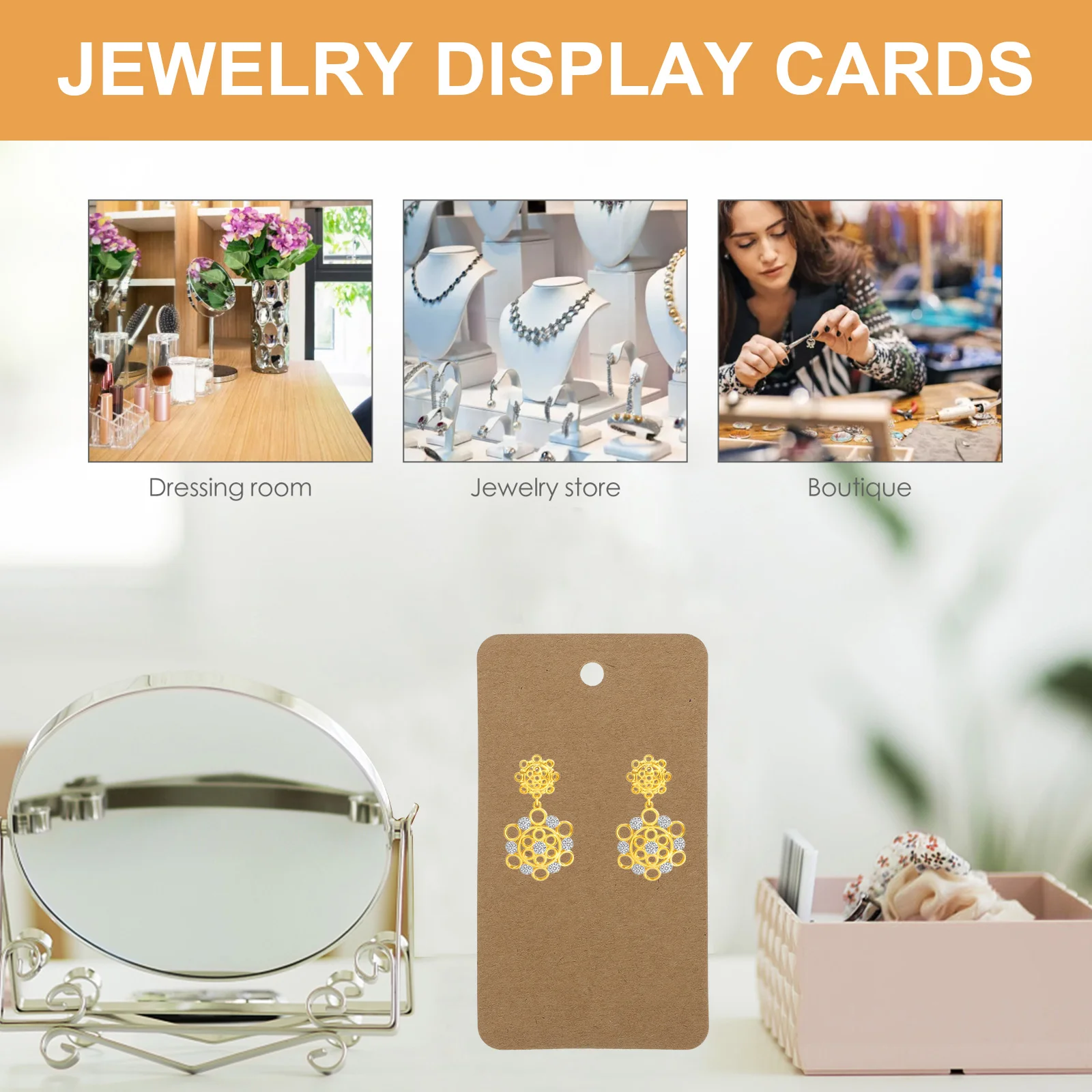 Display Shelves Ear Stud Card Cards for Earrings Jewelry Holder Black Packaging Necklace