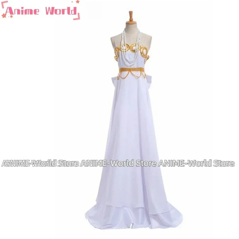 Anime Crystal Usagi Tsukino Princess Serenity White Queen Dress Wig Cosplay Costumes for 20th Anniversary with necklace view 3